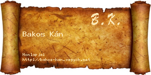 Bakos Kán névjegykártya